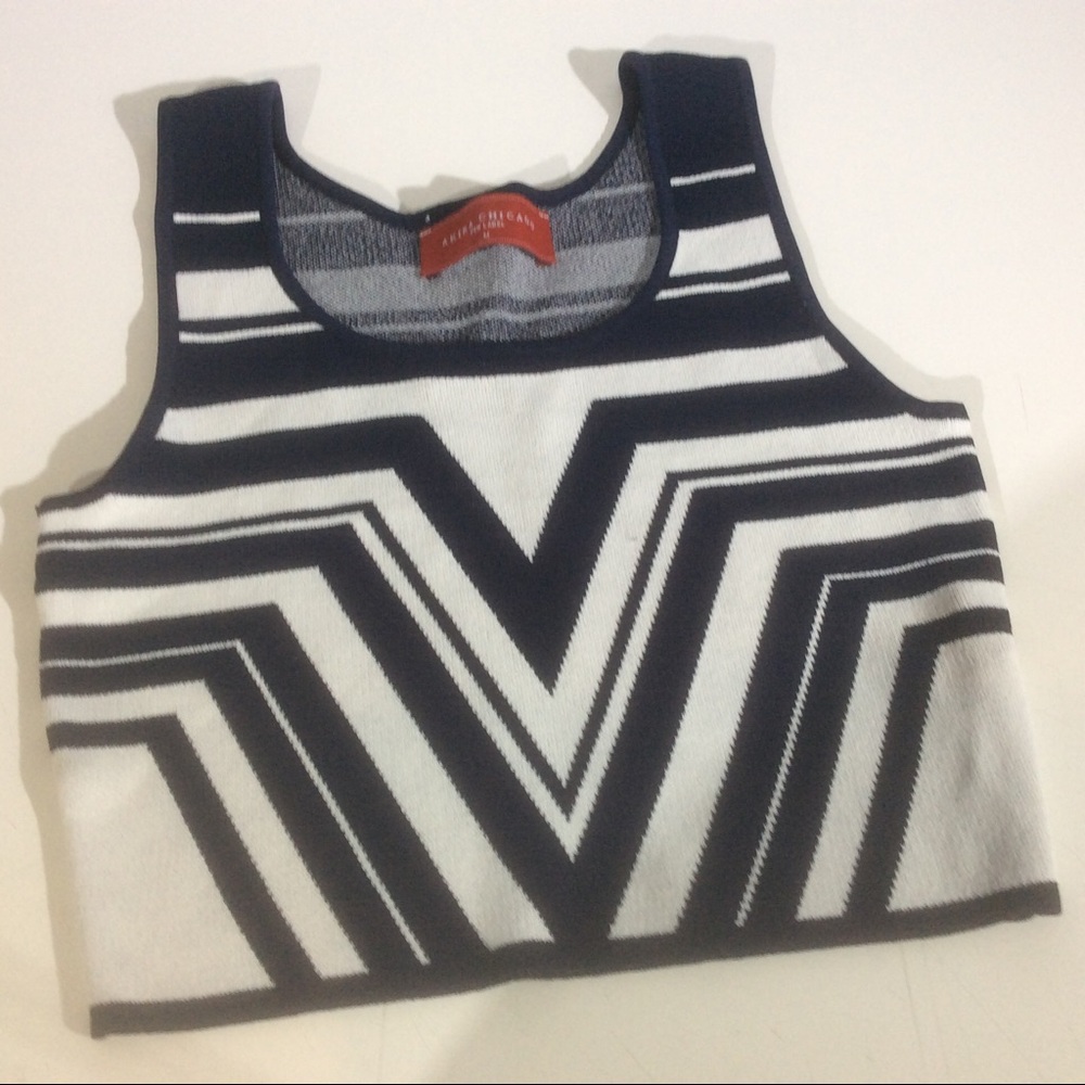 Akira Chicago Red Label Black Geometric Knit Tank